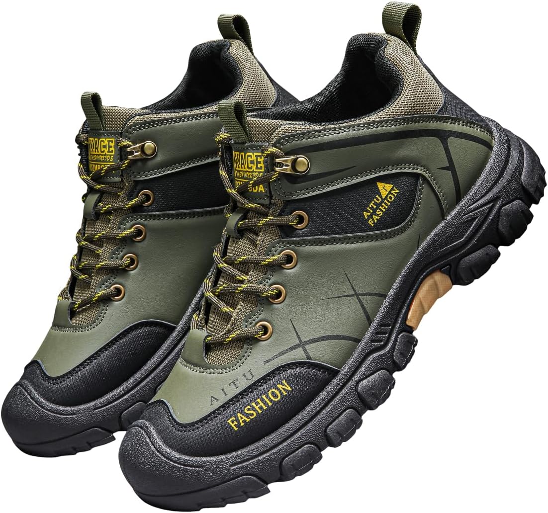 

Мужские походные кроссовки легкие, противоскользящие, дышащие, для прогулок и работы Generic, зеленый