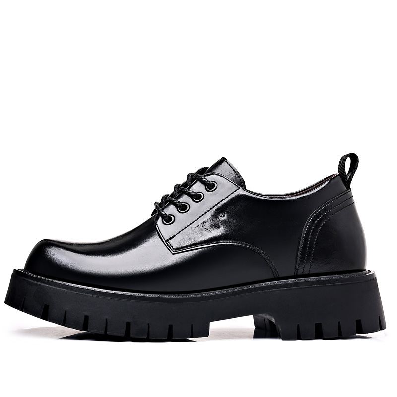 Мужские туфли черные KJ-3996 со скрытой платформой 6 см, цвет KJ-3996 Black Hidden Wedge 6CM — фото 2