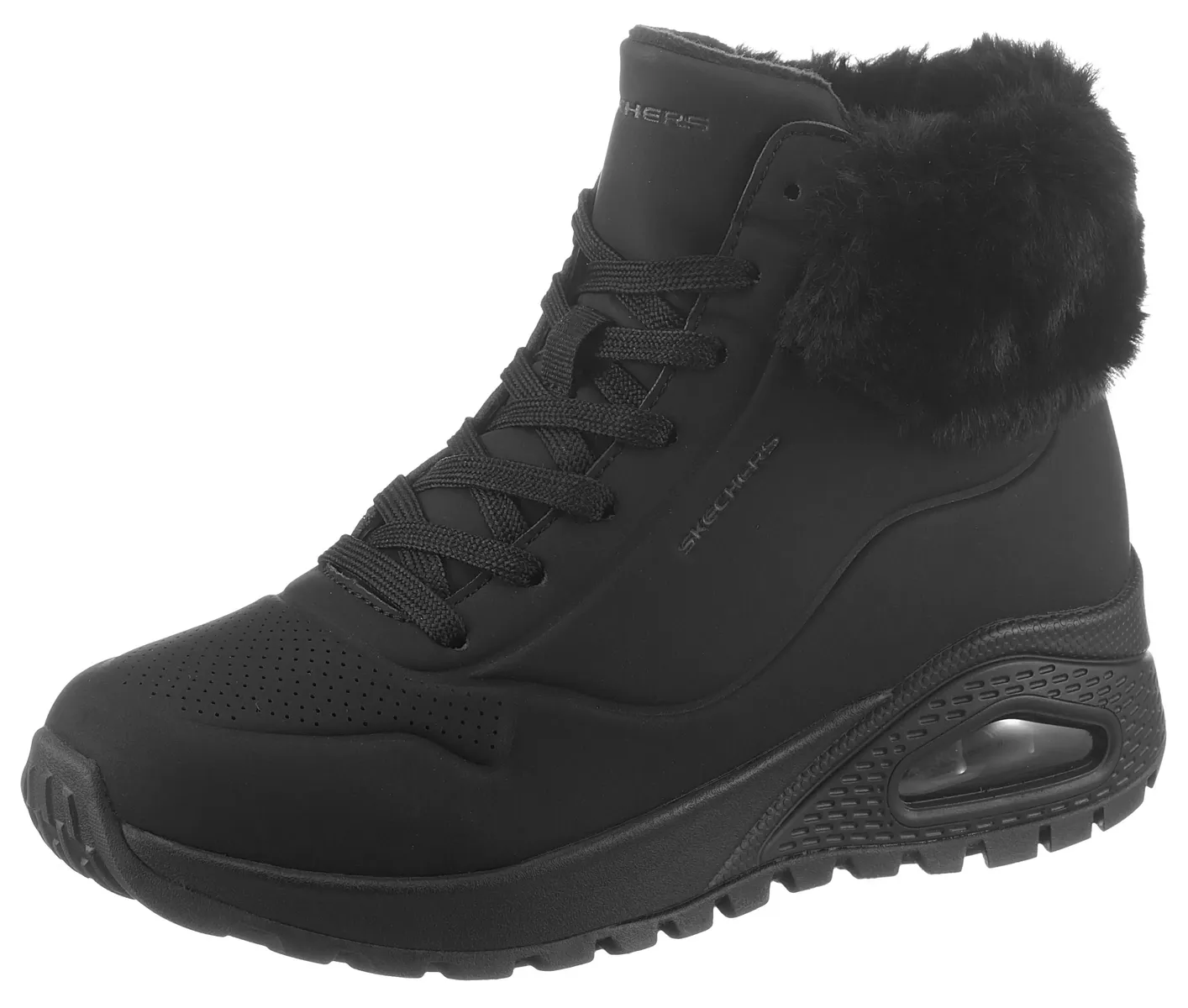 Ботинки Skechers на шнуровке "UNO RUGGED - FALL AIR", кроссовки на танкетке, зимние ботинки, ботинки на шнуровке с функциями Bio Dri, черный