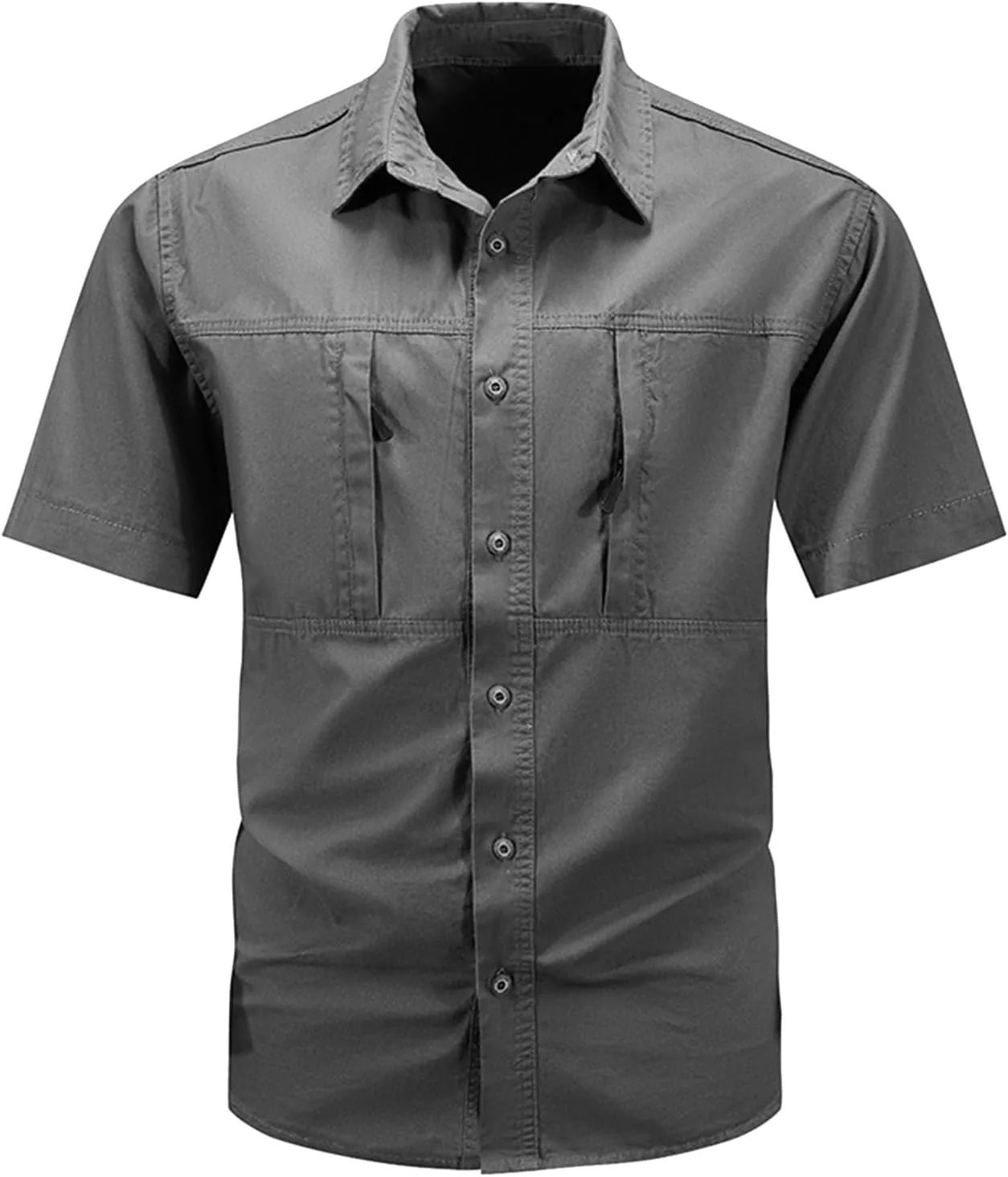 Мужская рубашка Cargo Tactical Outdoor с коротким рукавом, Plus Size, Cotton Twill, Loose Fit