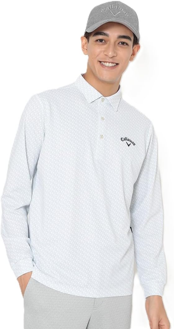 

Мужская поло-рубашка Callaway C25233107 с длинным рукавом, влагоотводящая, быстросохнущая, с защитой от УФ-излучения, с рисунком по всей поверхности, с логотипом, для игры в гольф, белый