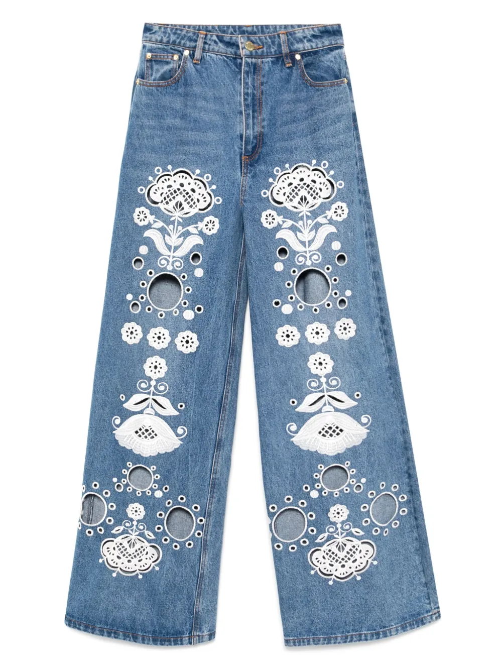 

Широкие джинсы с вышивкой Cynthia Rowley, синий