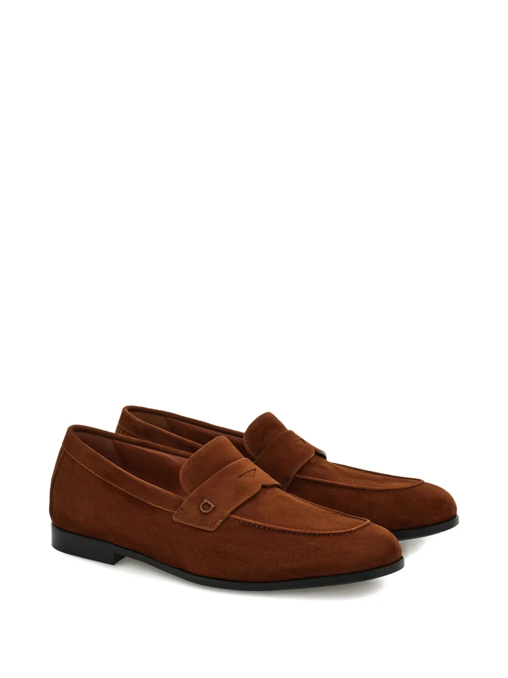 Пенни-лоферы с декором Gancini Ferragamo, коричневый — фото 2