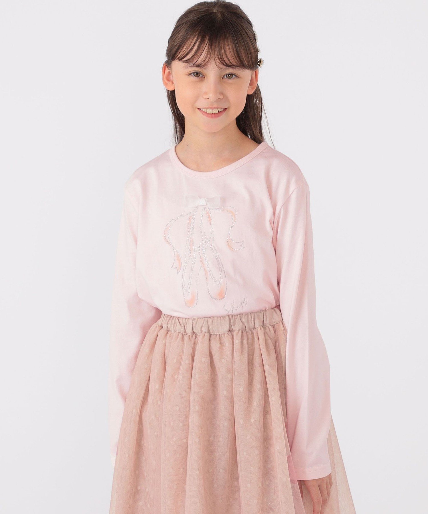 Детская балетная футболка с длинным рукавом, размер 140-150 см SHIPS KIDS, Light Pink