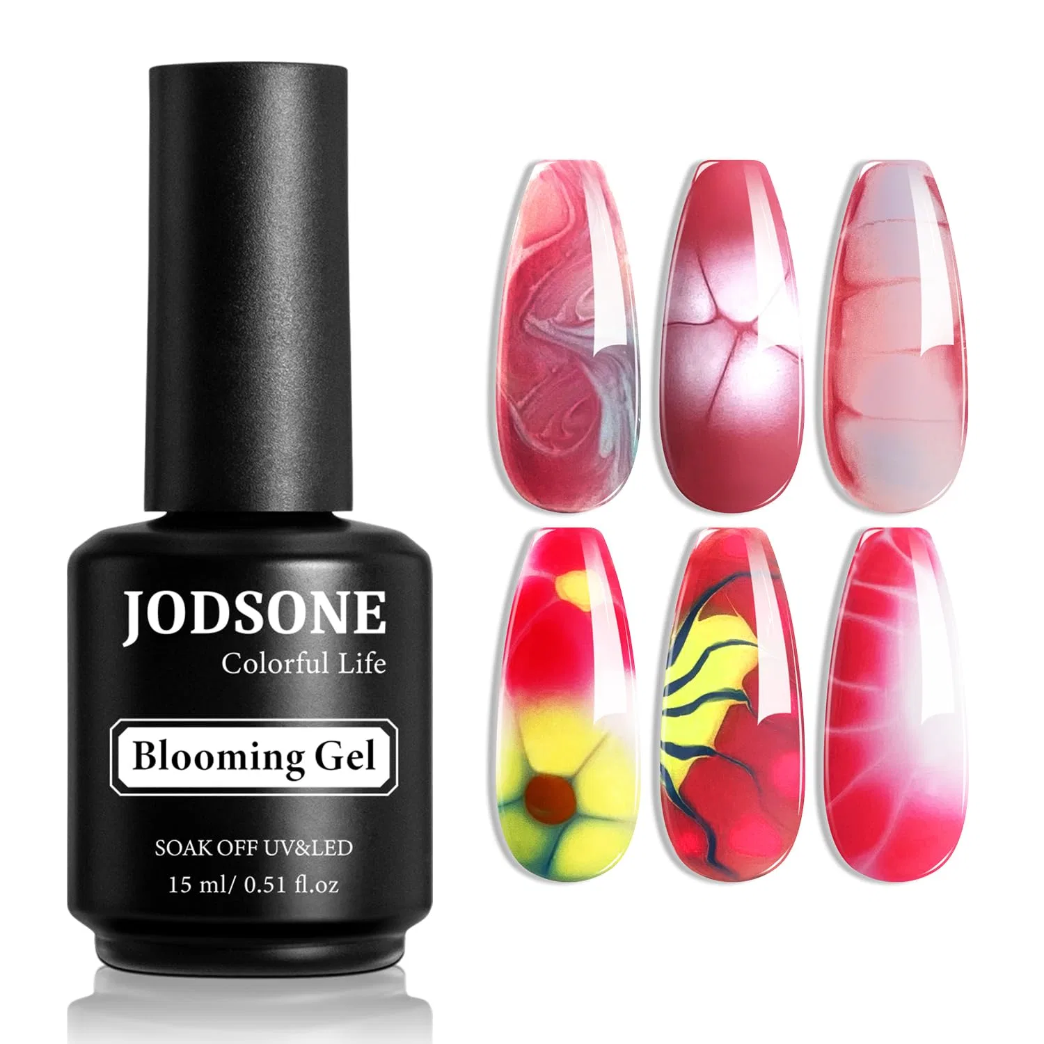 Гель-лак JODSONE Blooming Gel 15 мл для мраморного дизайна ногтей Jodsone, 15Ml Blooming Gel Nail Polish (Single)