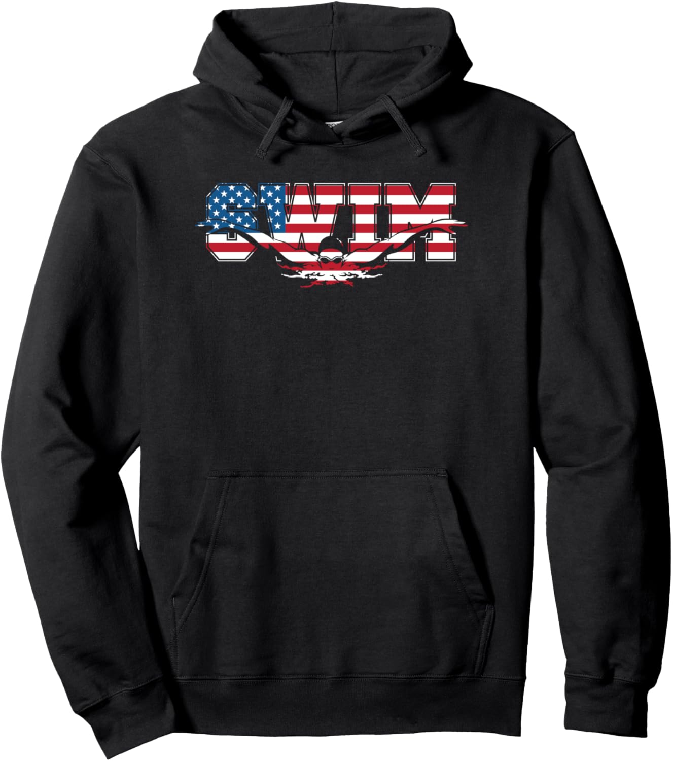 

Толстовка с изображением флага США для пловцов (USA Swim USA Flag Swimmers Hoodie) Trendy Swimmer Tshirts, черный
