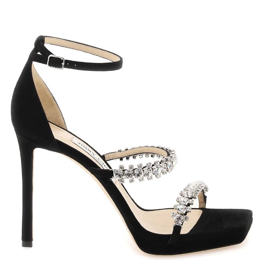 Jimmy Choo Black Bing 105 Кристальные сандалии
