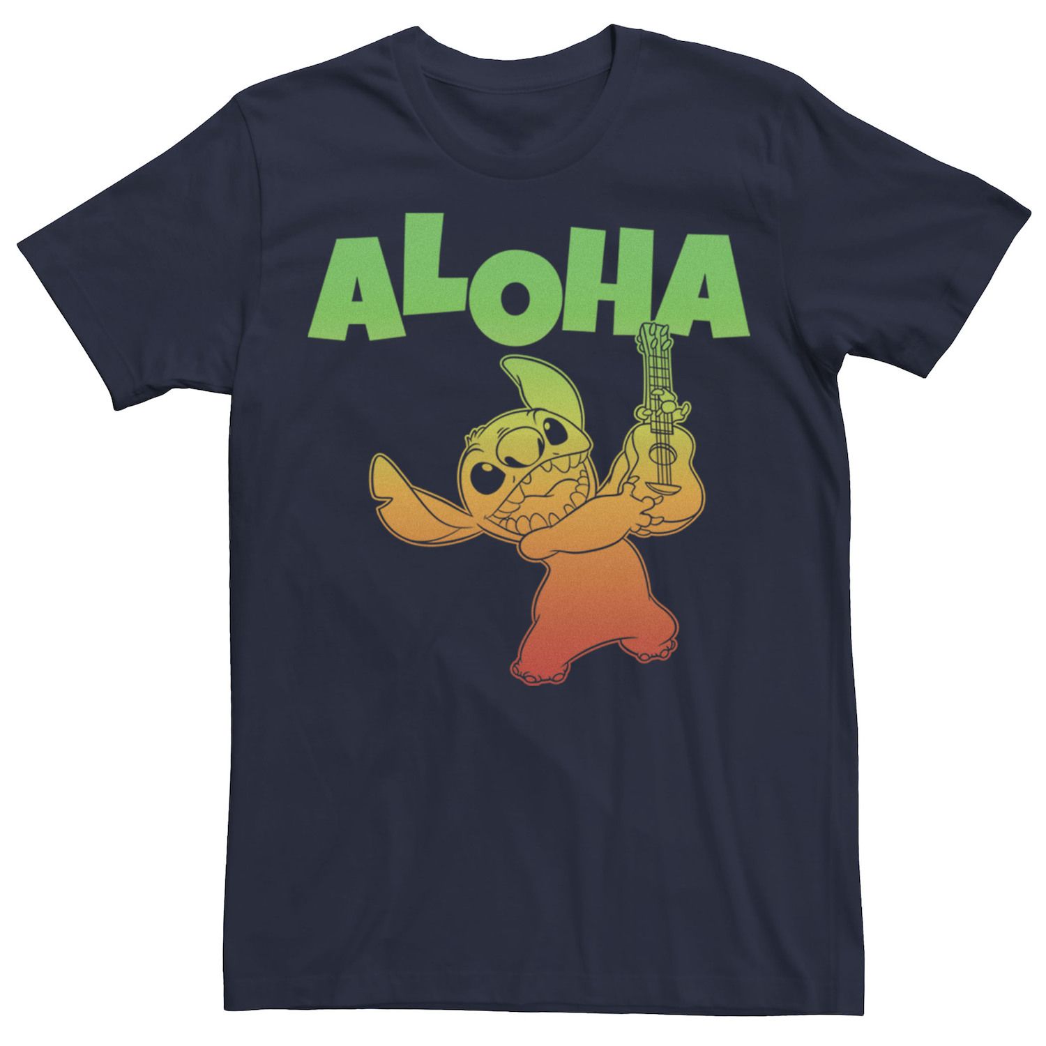 

Мужская футболка с градиентом и портретом для укулеле Disney Lilo & Stitch Aloha Licensed Character