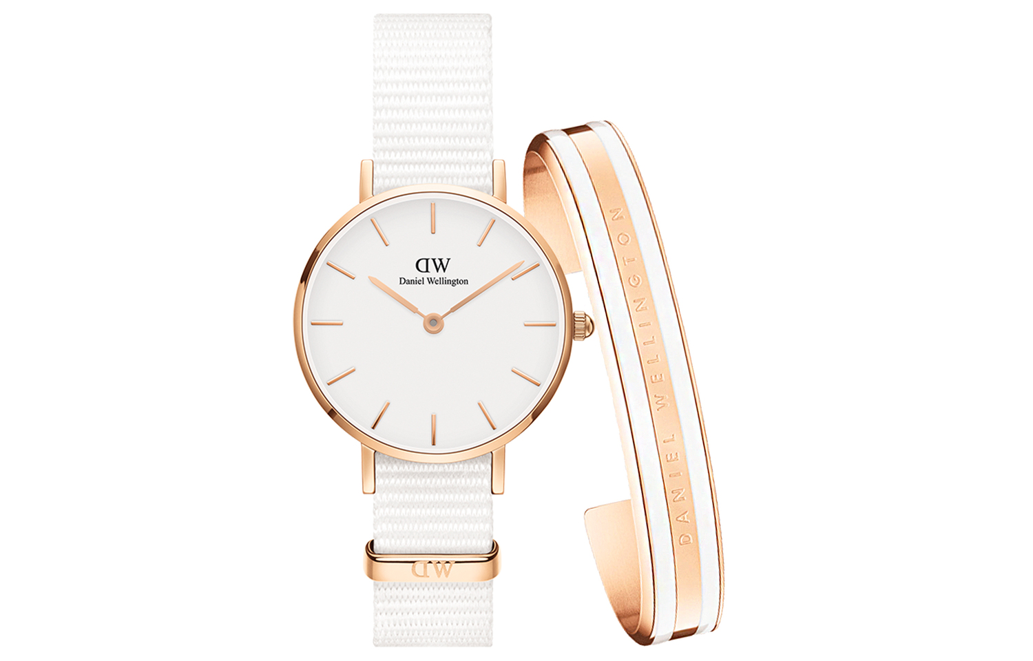 

DW/DanielWellington Часы Daniel Wellington DW Watch & DW Bangle, Woven Strap Wrist Watch Quartz Movement White Dial Women's Watch