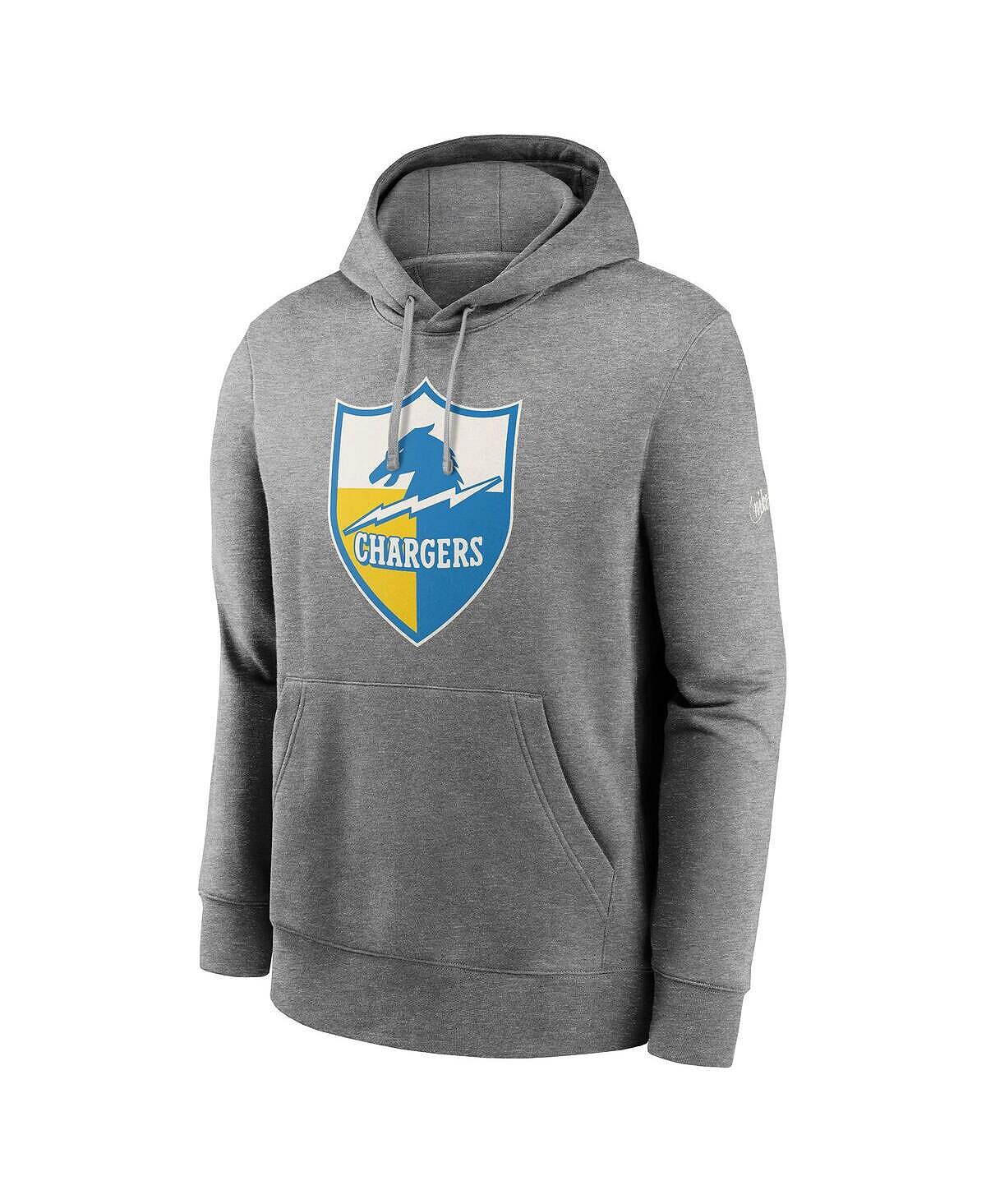 Мужской флисовый пуловер с капюшоном Los Angeles Chargers Rewind Club серого цвета Nike — фото 2