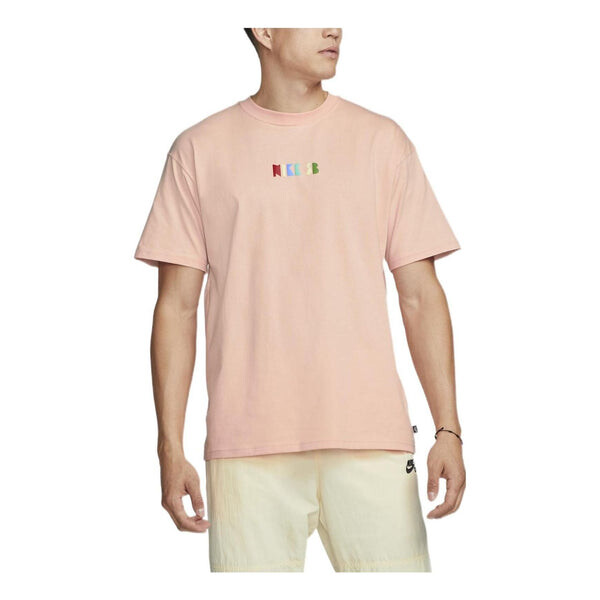 

Футболка Men's Nike Loose Logo Geometry Pattern Printing Sports Short Sleeve Orange Pink T-Shirt, мультиколор