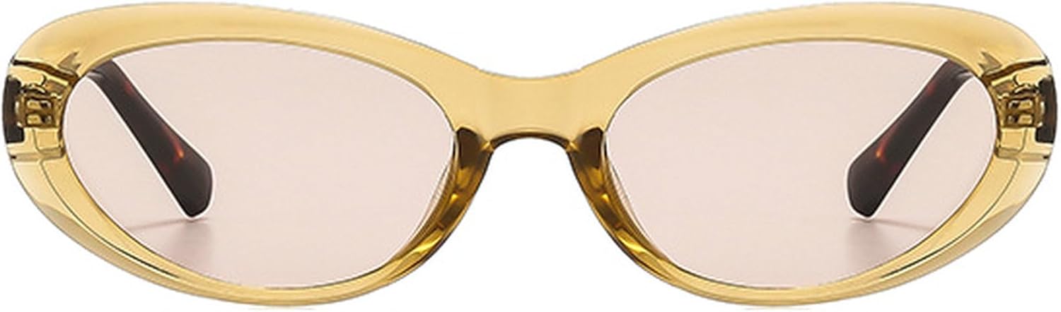 

Модные овальные солнцезащитные очки для женщин, ретро-очки «кошачий глаз», солнцезащитные очки для женщин и мужчин, защита от УФ-излучения, модель 2025 mincl, Yellow Champagn