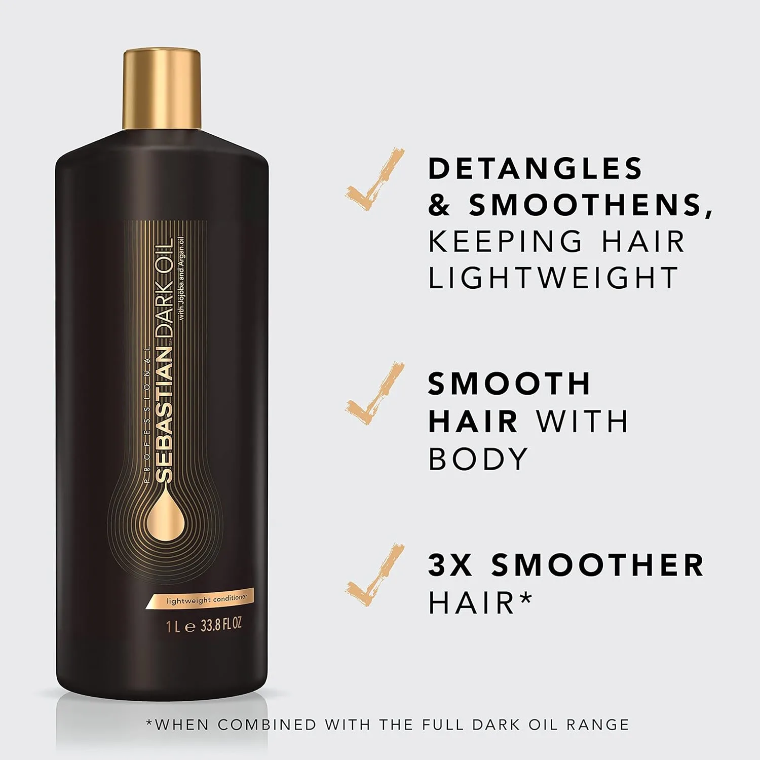 Легкий кондиционер Sebastian Professional Dark Oil | Обогащен маслом жожоба и аргановым маслом для шелковистых и гладких волос. 1000 мл (.) — фото 3