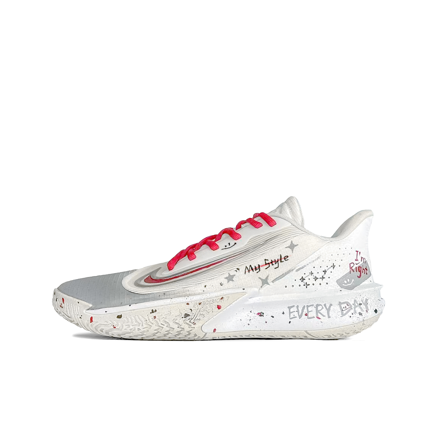 

Nike Точность 7 Fiery Red звездный след амортизация, износостойкие низкие баскетбольные кроссовки unisex белый красный