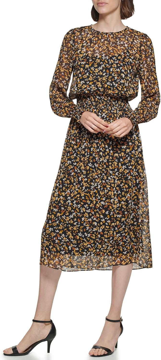 

Женское платье миди с приталеннной талией от Tommy Hilfiger, Black/Sunflower