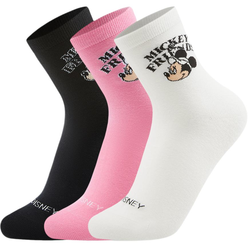 

Disney носки Mid Calf унисекс набор из 3 пар LINING, черный/белый/розовый