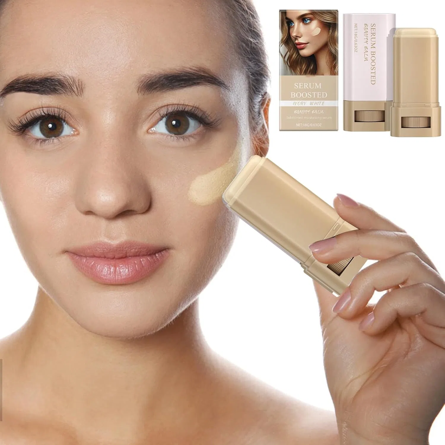 Тональный стик с кистью, высокая стойкость, увлажняющий, 20 г — фото 2