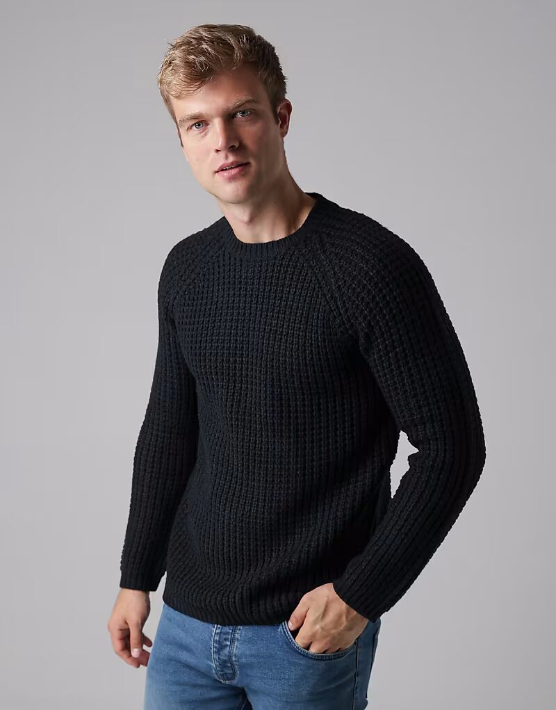 

Джемпер с круглым вырезом и крупной вязкой реглан темно-синего цвета French Connection