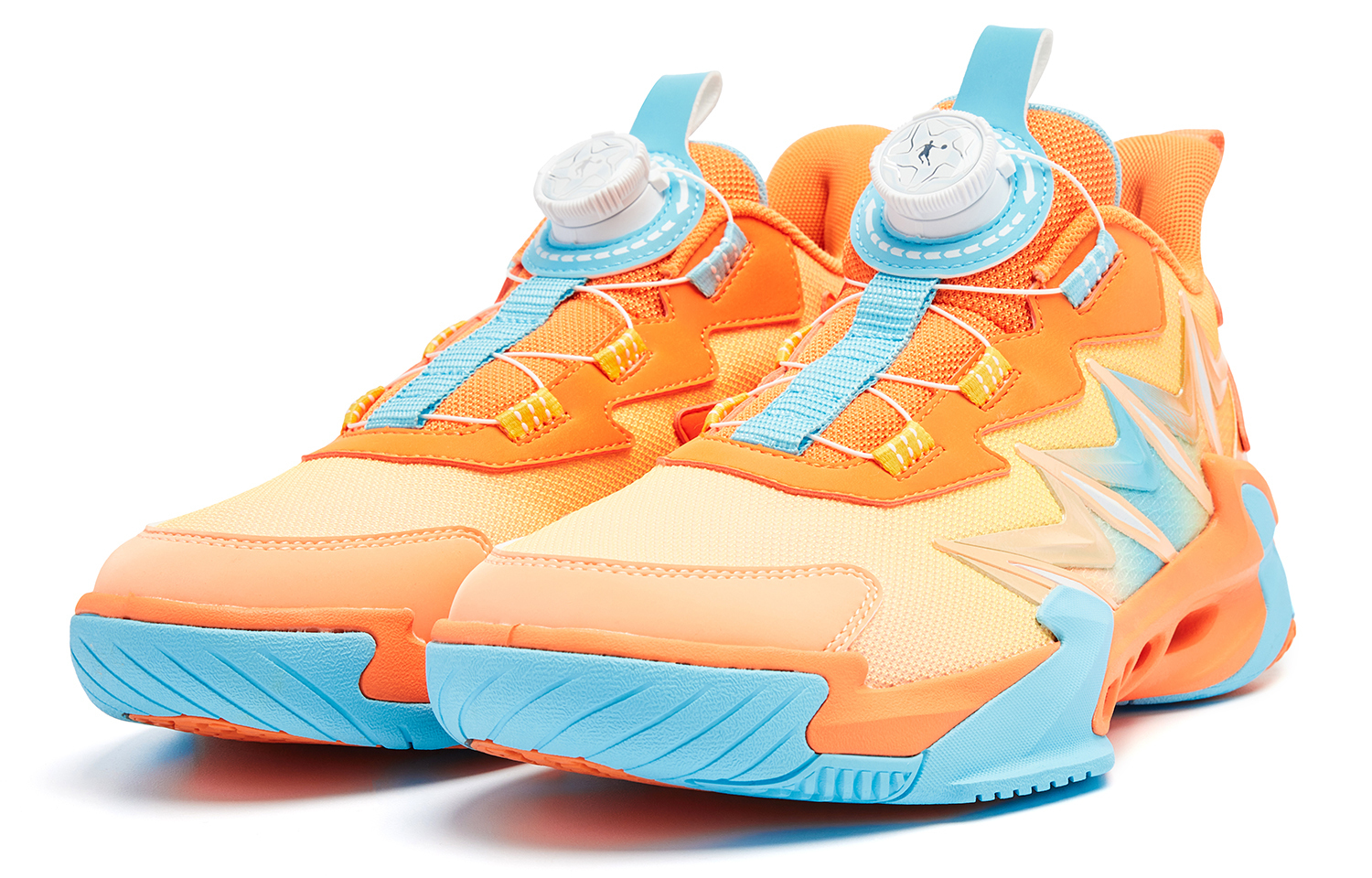 Детские баскетбольные кроссовки low top Orange Blue нескользящие износостойкие QIAODAN, оранжевый Island оранжевый/Cirrus синий — фото 4