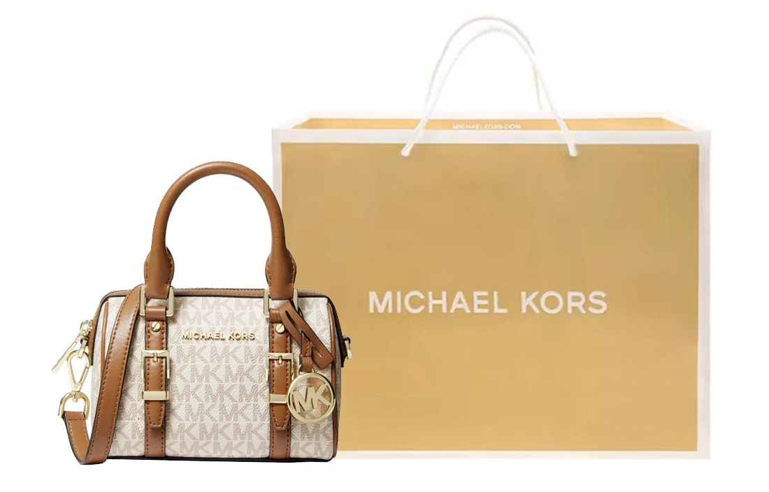 

MICHAEL KORS Сумка кроссбоди из кожи бедфордской коровы миниатюрная женская ванильно-белая и желудево-коричневая
