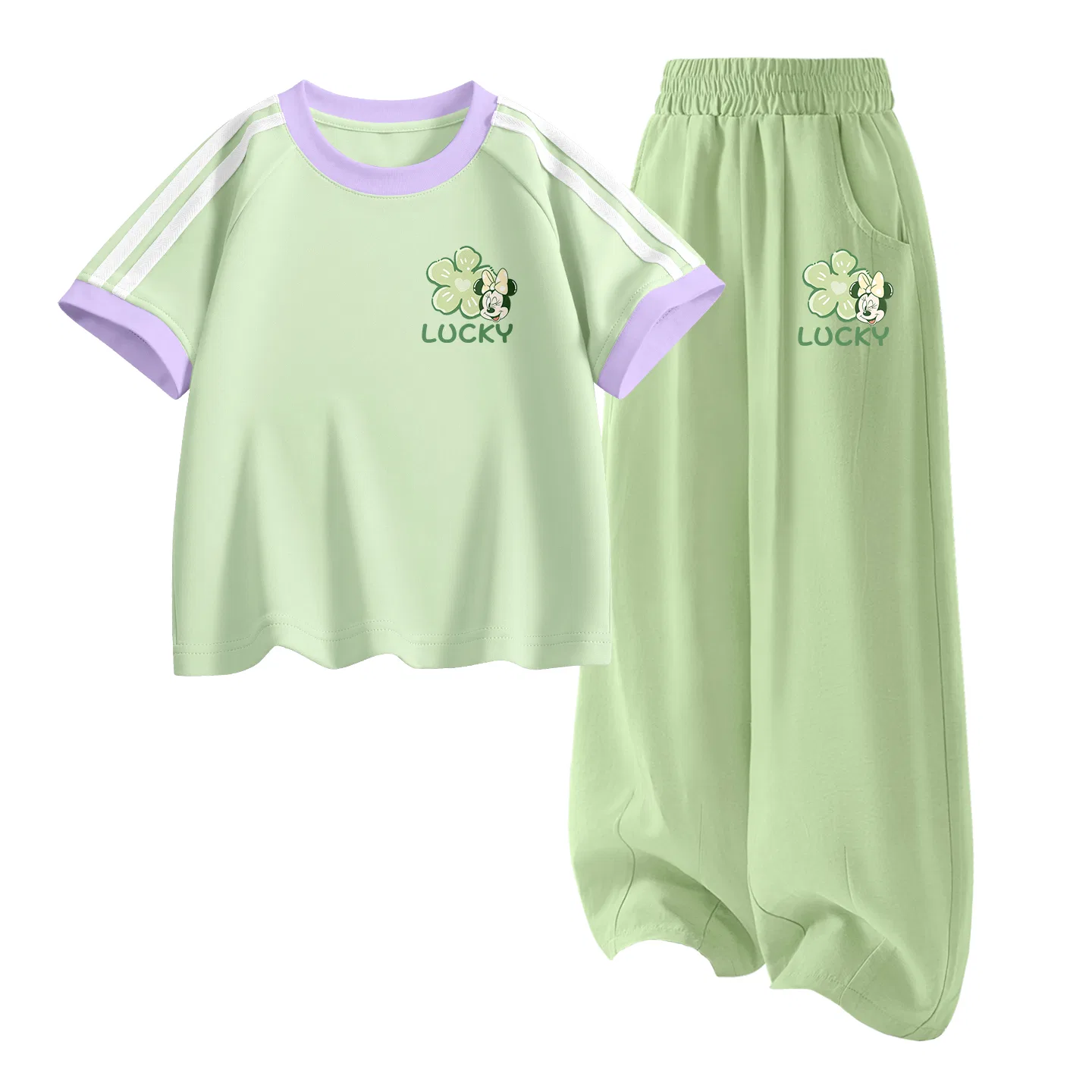 Детский спортивный костюм Casual Sportswear 2 Piece Set Disney, Di Lucky Clover K Milk Green+Di Lucky Clover K Vanilla Green