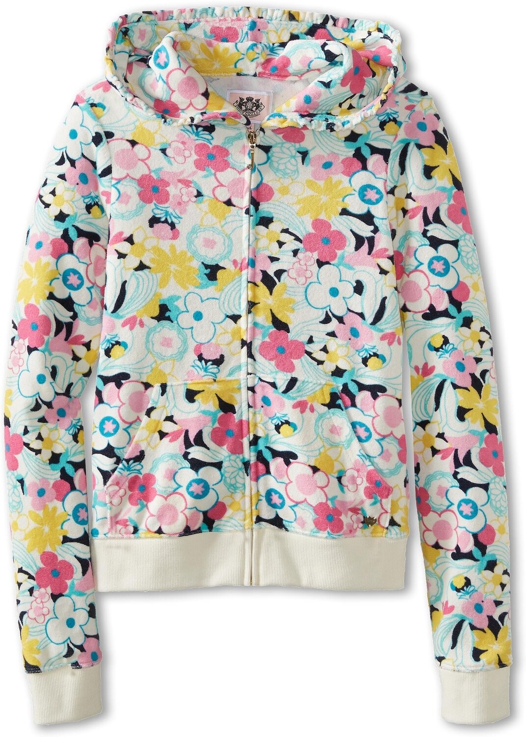 

Худи Juicy Couture Kids Dazzle Floral Terry Hoodie, цвет White Dazzle Floral