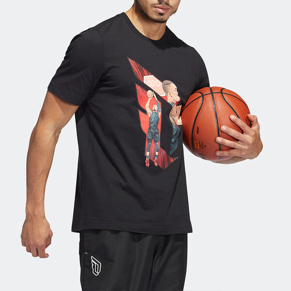 Футболка Adidas Dame Casual Basketball Cartoon Character Sports Round Neck Breathable Short Sleeve Black, мультиколор — фото 4
