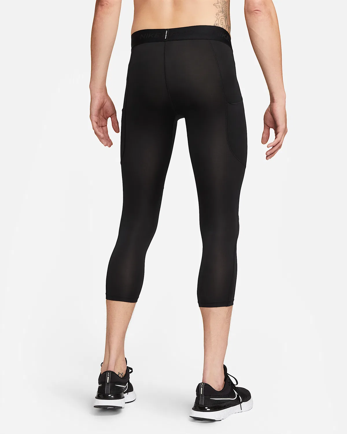 Мужские фитнес-лосины Nike Pro Dri-FIT 3/4, Black/White — фото 2
