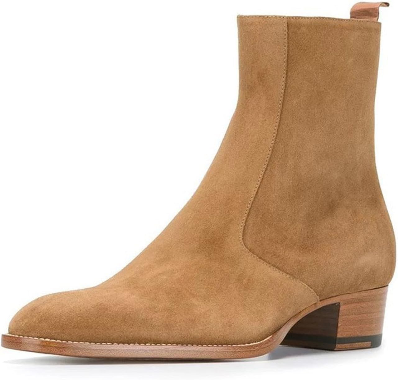 

Мужские замшевые ботинки Chelsea от Santimon - модные повседневные ботинки на щиколотку с боковой молнией, мягкой стелькой, низким каблуком и нескользящей резиновой подошвой для вечеринок, работы, путешествий и свадьбы, коричневый