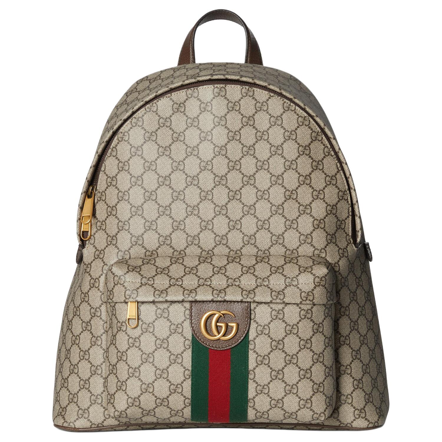 

GUCCI Средний рюкзак из лакированной ткани Ophidia мужской бежево-коричневый