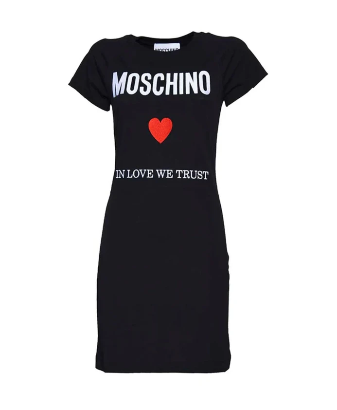 

Платье мини It с вышивкой в форме сердца Moschino, черный