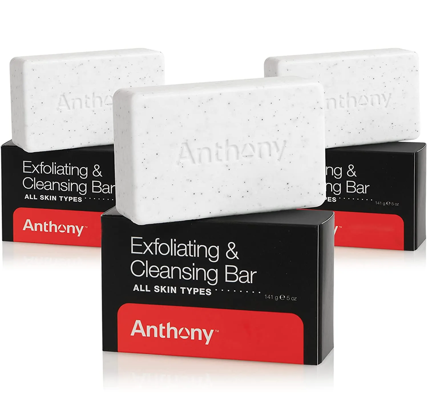 Мужское отшелушивающее мыло Anthony с ароматом грейпфрута, 142 г, с экстрактом огурца, маслами жожоба, ши, скваланом и кокоса 425.25 г (3 шт.)