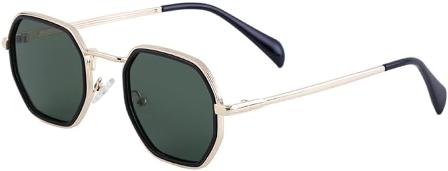 

Солнцезащитные очки Polygon Square для женщин, модные, серебристые, зеркальные, с защитой от УФ-излучения UV400; солнцезащитные очки для мужчин в металлической оправе TVTBBVV, Golden Dark Green