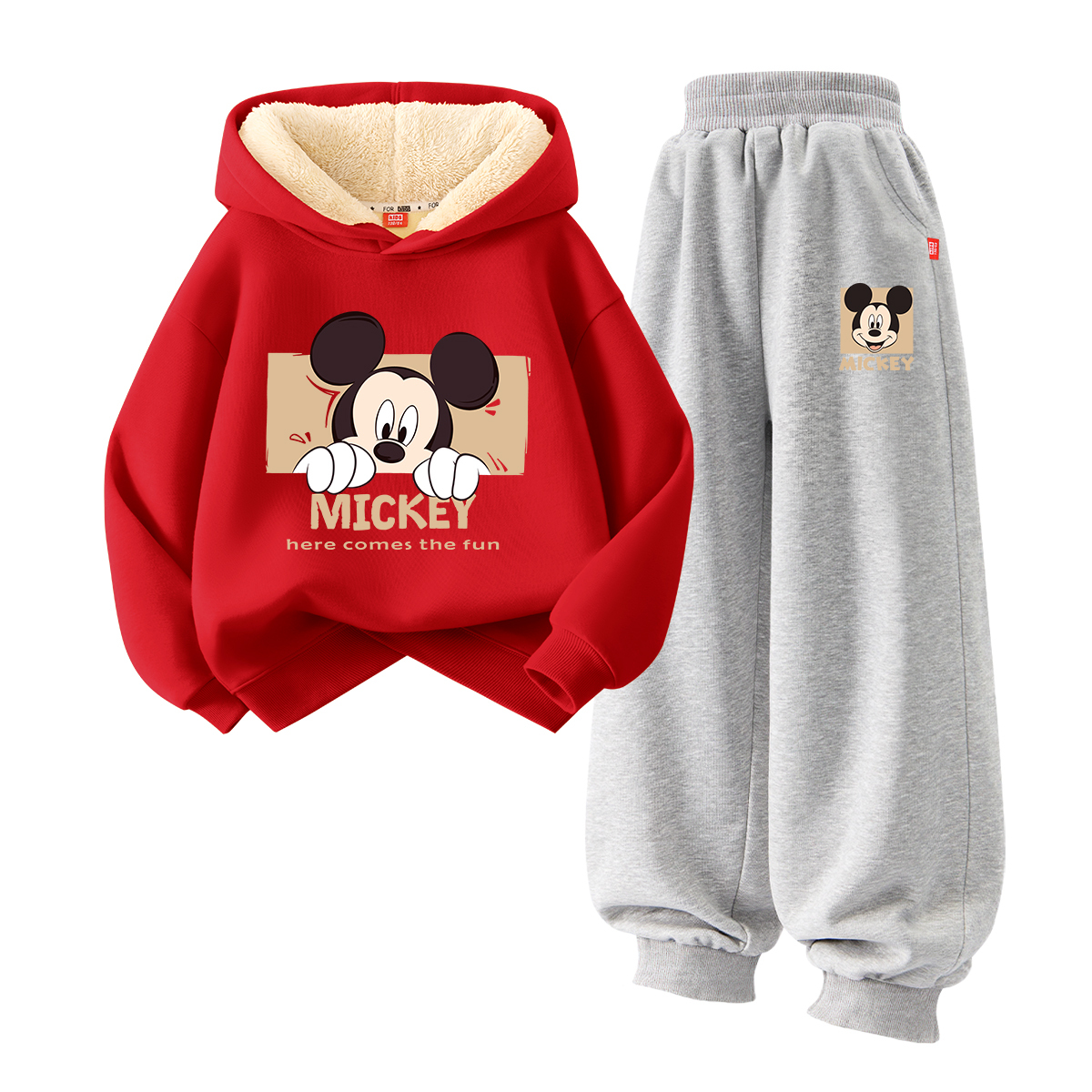 

Детская повседневная спортивная одежда Disney, [thickened and fleece-lined]di online красный+di joy k серый