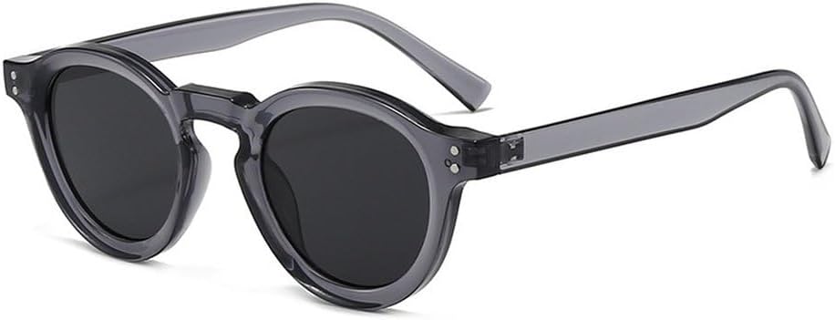 

Модные маленькие круглые солнцезащитные очки для женщин, защита от УФ-излучения UV400, модные прозрачные линзы, модная оправа для мужчин с заклепками SKFGNX, Grey Grey