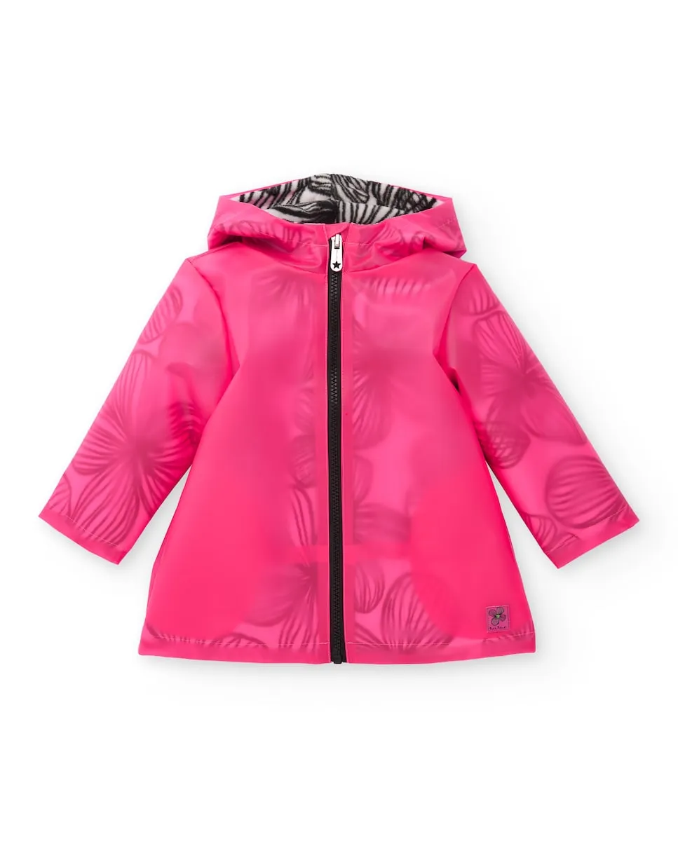 

Детская куртка цвета фуксии с полупрозрачным эффектом и капюшоном Tuc tuc