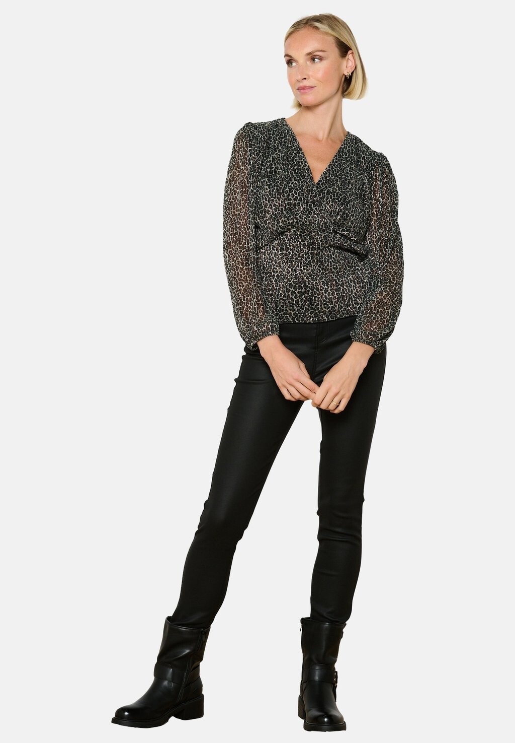 

Блуза WRAP WITH LEOPARD PRINT LolaLiza, серый