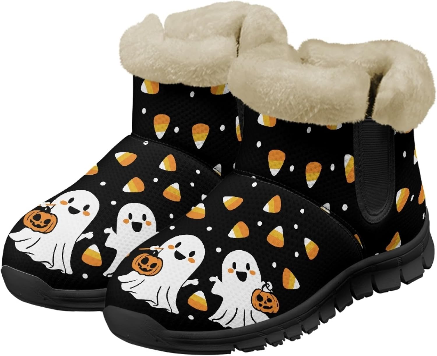 

Зимние ботинки Micoklinlin Art с отделкой фланелью для мужчин и женщин, унисекс, теплые домашние ботильоны на каждый день, уютные на молнии, черный