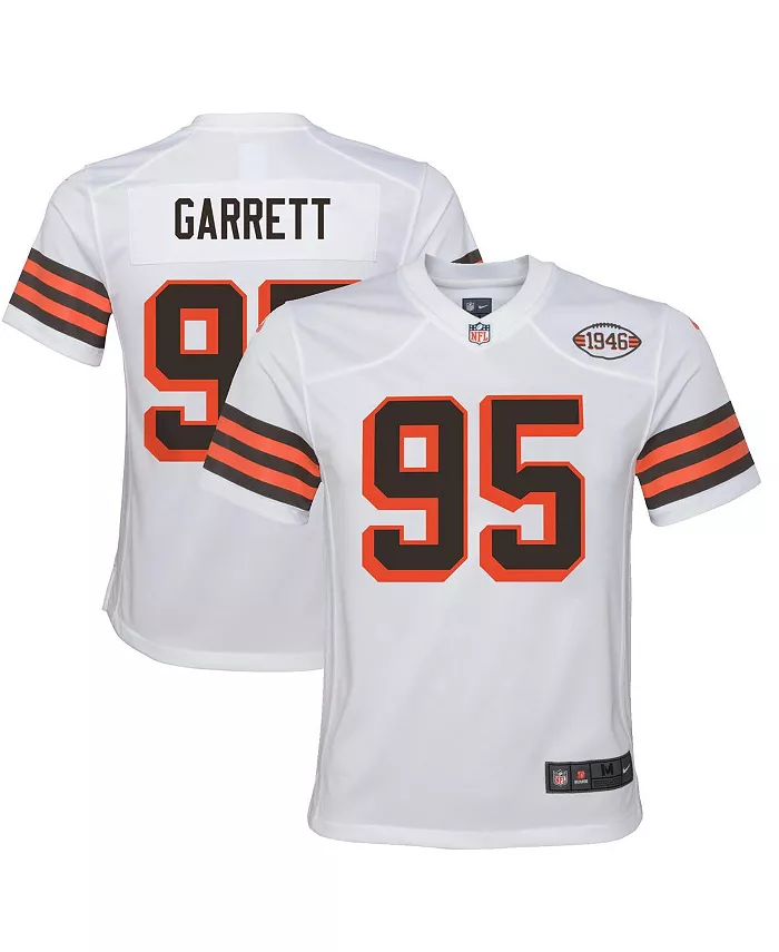 

Футболка игровая альтернативная Cleveland 1946 Collection Big Boys Myles Garrett Nike, белый