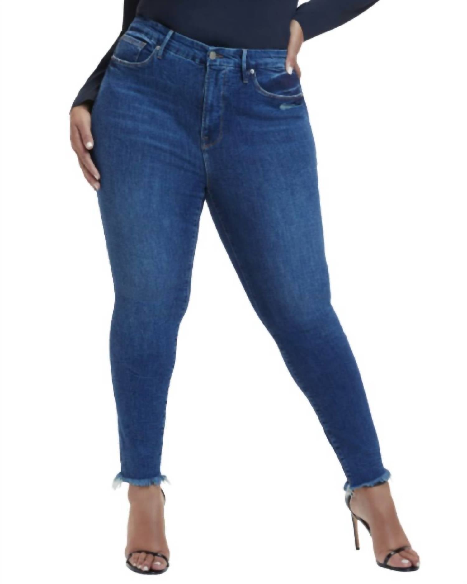 

"Good Legs" джинсы скинни с необработанным краем в цвете индиго GOOD AMERICAN