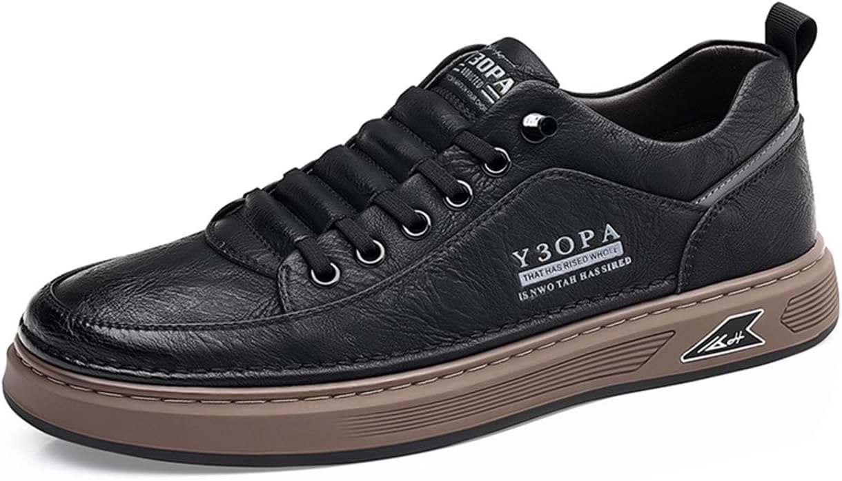 

Мужские ретро кроссовки на шнуровке, легкие, из искусственной кожи, повседневные для прогулок Lanverth, черный