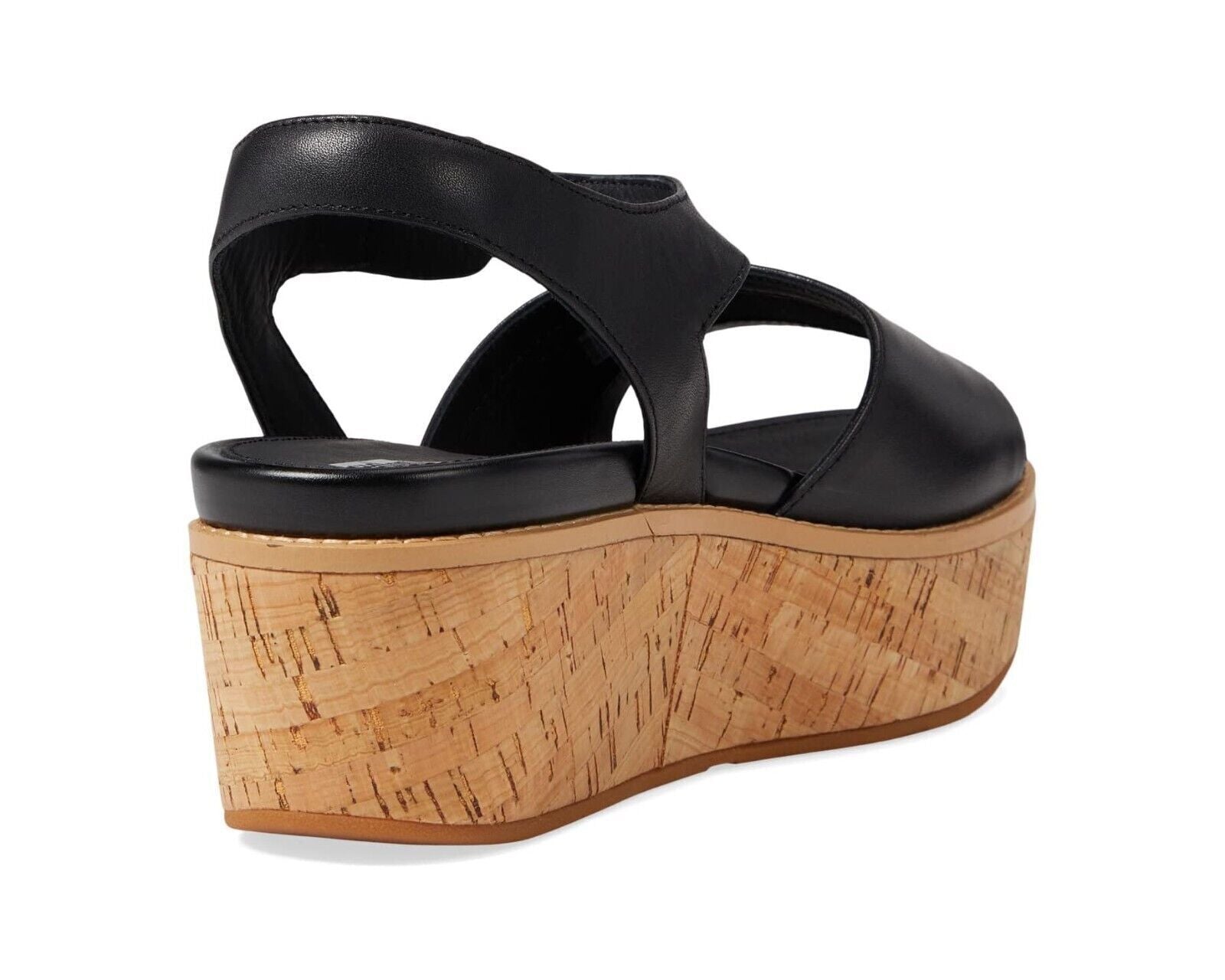 FitFlop Eloise FT6-001 женские сандалии-платформы черные кожаные с пробковой подошвой и задним ремешком — фото 4