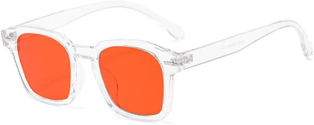 

Классические заклепки украшают маленькие квадратные солнцезащитные очки в винтажном стиле для женщин и мужчин, для активного отдыха на природе, рыбалки и использования с защитой от УФ-излучения UV400 TVTBBVV, Clear Red