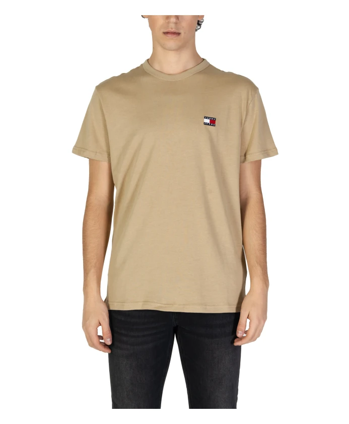 

Бежевая однотонная футболка с круглым вырезом Tommy Jeans, бежевый