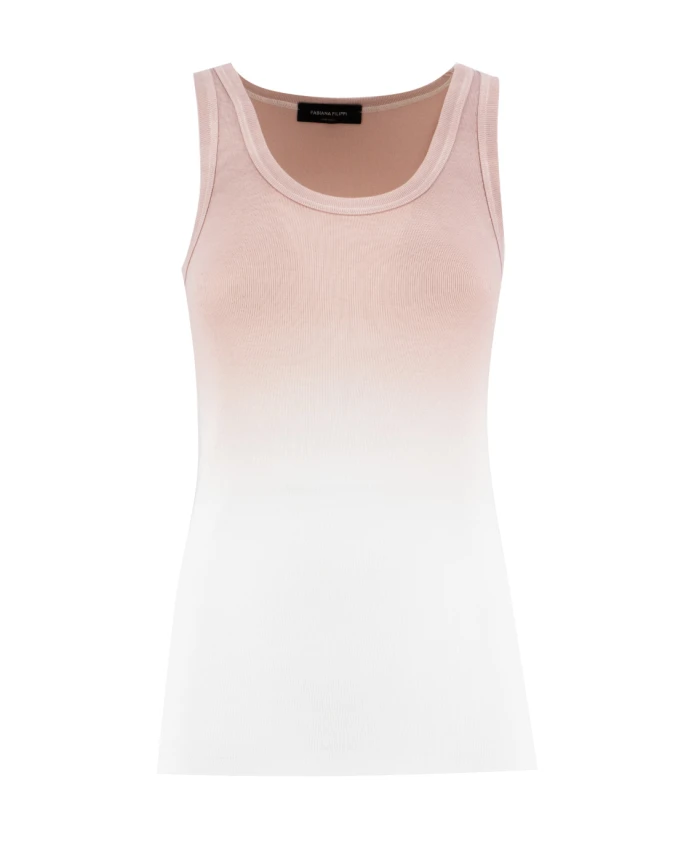 

Трикотажная майка в рубчик с принтом в виде переливов. Fabiana Filippi, розовый