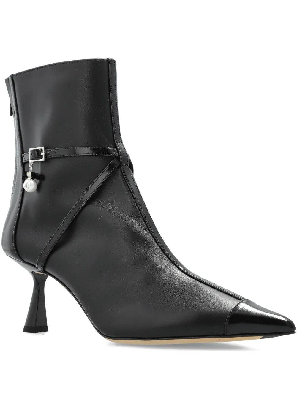 Сапоги с острым носком, украшенные жемчугом, каблук 70 мм JIMMY CHOO, черный