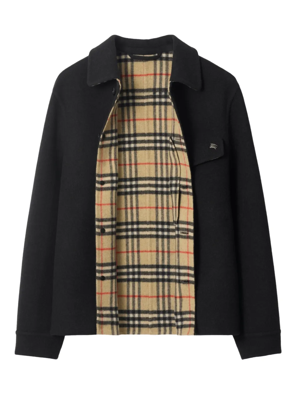 Куртка-рубашка шерстяная BURBERRY с узором, черный — фото 2