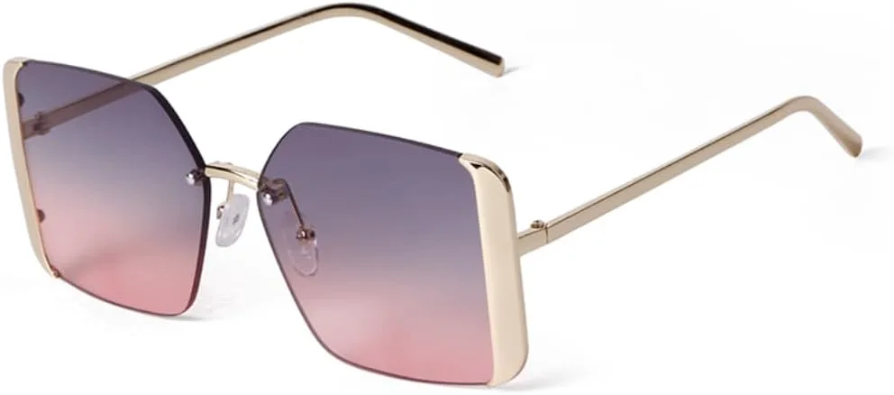 

Модные солнцезащитные очки без оправы большого размера для женщин, роскошная винтажная оправа, женские солнцезащитные очки с защитой от УФ-излучения UV400 VFDHN, 6