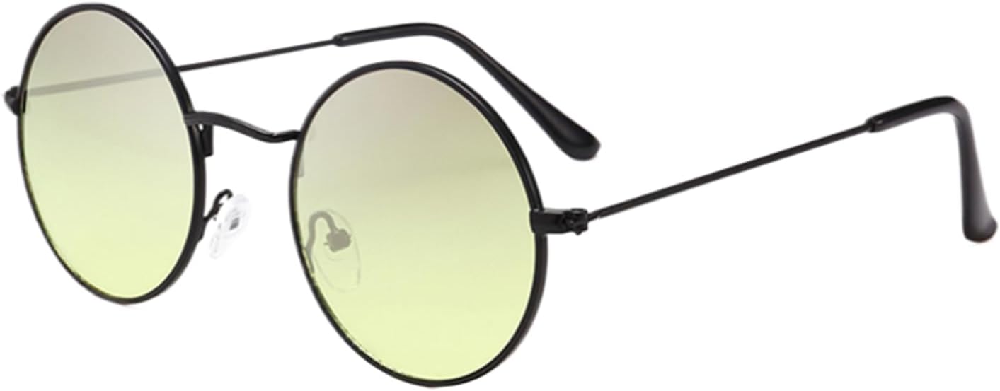 

Солнцезащитные очки с защитой UV400 | Маленькие круглые панк-очки с желтыми линзами | для женщин и мужчин, для занятий спортом на открытом воздухе и вождения DSVIGF, C3 Black G15