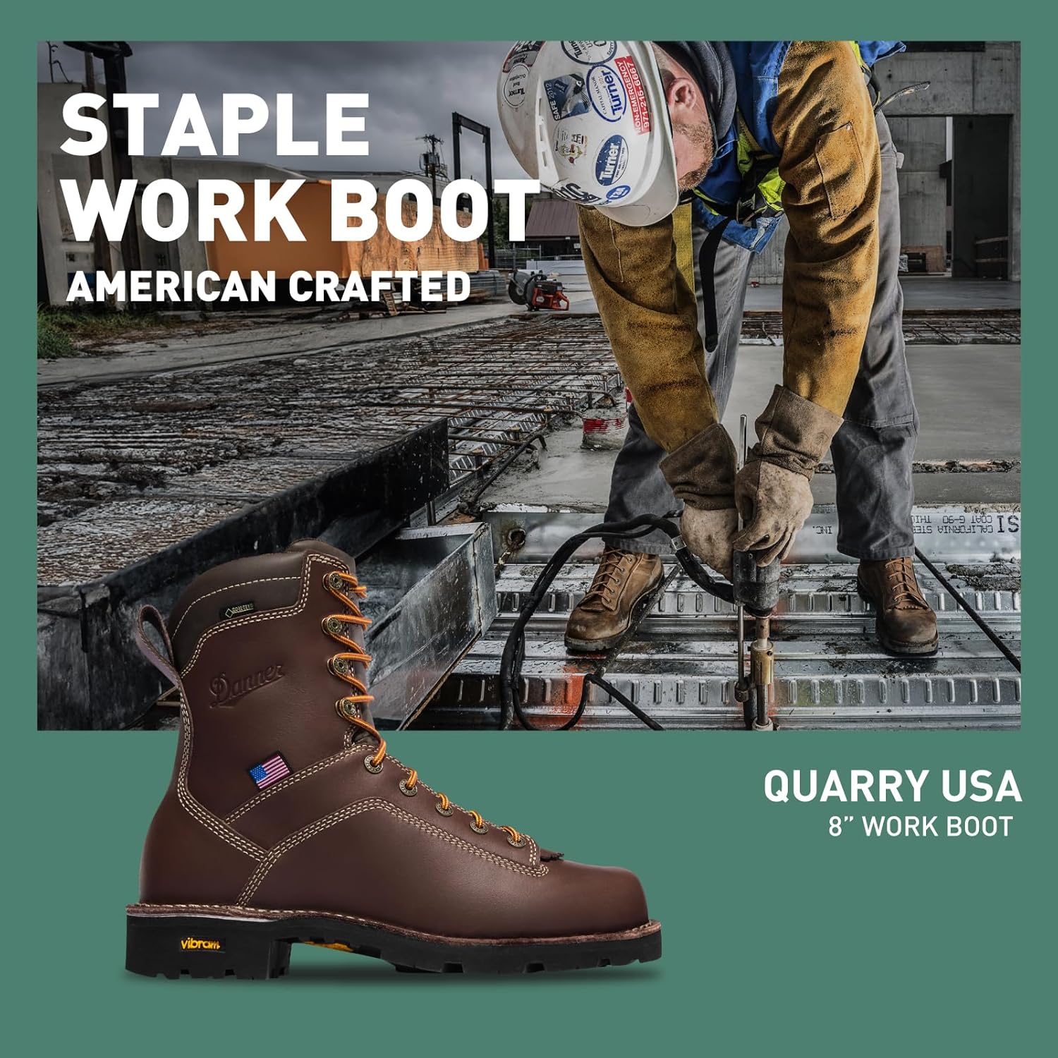 Мужские ботинки Danner Quarry 8 USA водонепроницаемые - из кожи полного тви, с Gore-Tex, стелька с трехуровневой амортизацией и подошва с протектором на пятке, электрозащитные, коричневый — фото 2